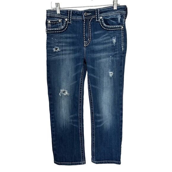 Miss Me Denim - Miss‎ Me Boyfriend Crop Jeans Womens Size 28 Distressed Bleached JPB5014-6 Blue